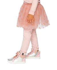 Deux par Big Girls Leggings with Integrated Tulle Skirt Pale