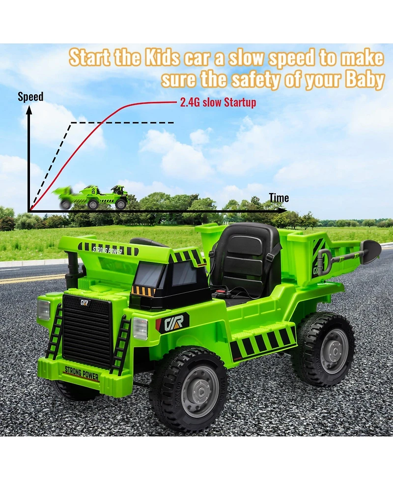 homfan 12V Electric Ride-On Dump Truck with Remote Control, Built-in Usb/MP3 Music Player, Toy Car for Toddlers Ages 1-8