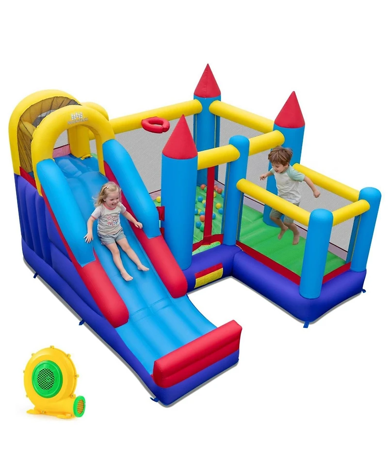 Slickblue Kids Inflatable Bounce House with Slide, Play Area and Included 680W Blower