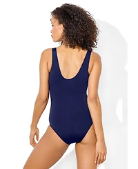 Swimsuits for All Women's Chlorine Resistant Zip Front One Piece Swimsuit