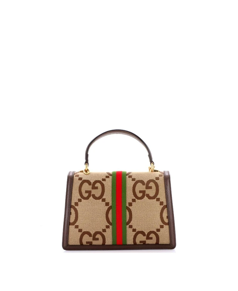 Pre-Owned Gucci Small Ophidia Flap Top Handle Bag Jumbo Gg Canvas