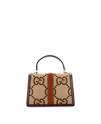 Pre-Owned Gucci Small Ophidia Flap Top Handle Bag Jumbo Gg Canvas