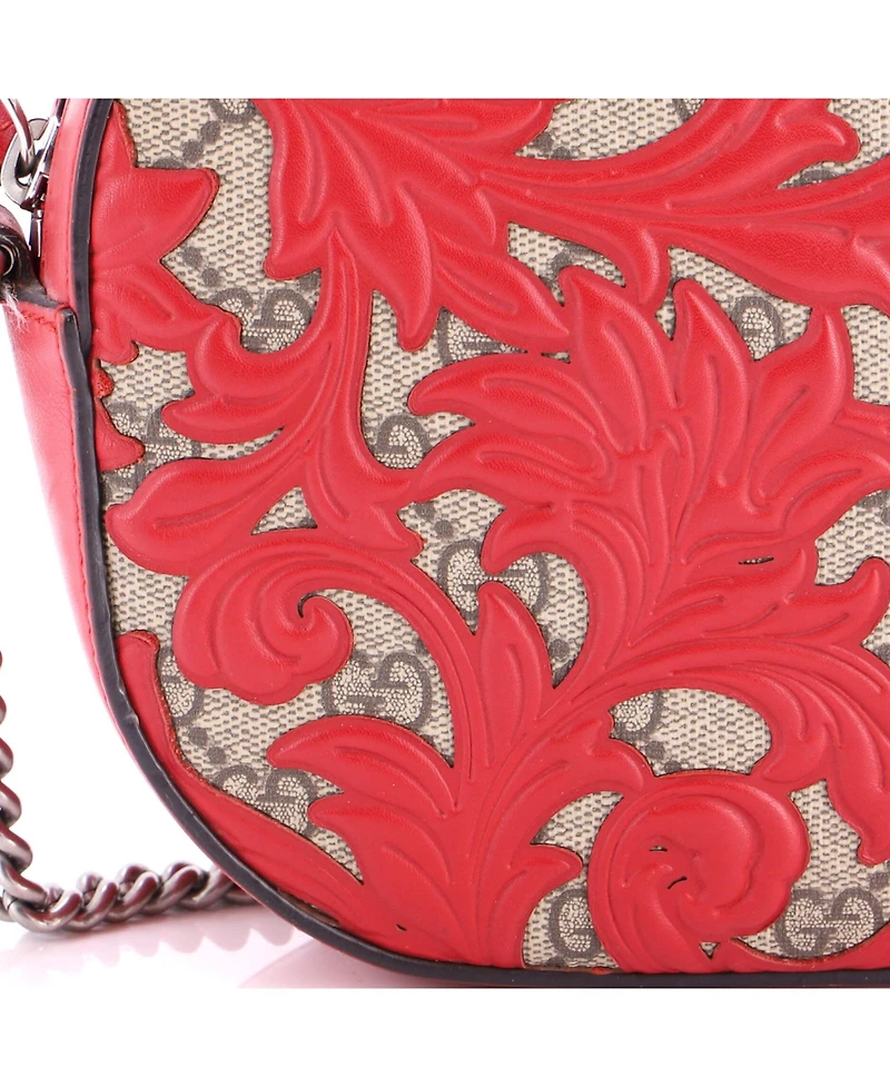 Pre-Owned Gucci Mini Chain Crossbody Bag Arabesque Gg Coated Canvas with Leather