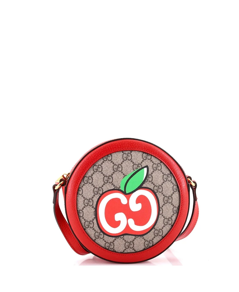 Pre-Owned Gucci Mini Ophidia Round Shoulder Bag Apple Gg Coated Canvas
