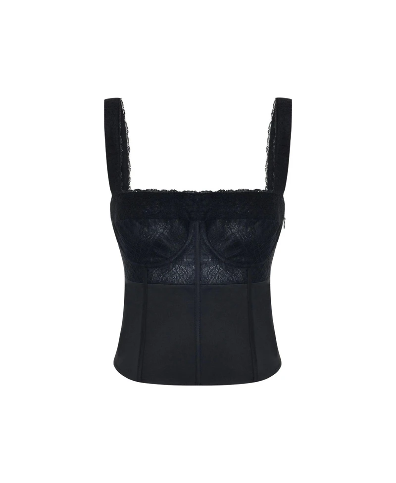 Pcfg Women's Daydreamers Satin Corset With Lace Detail