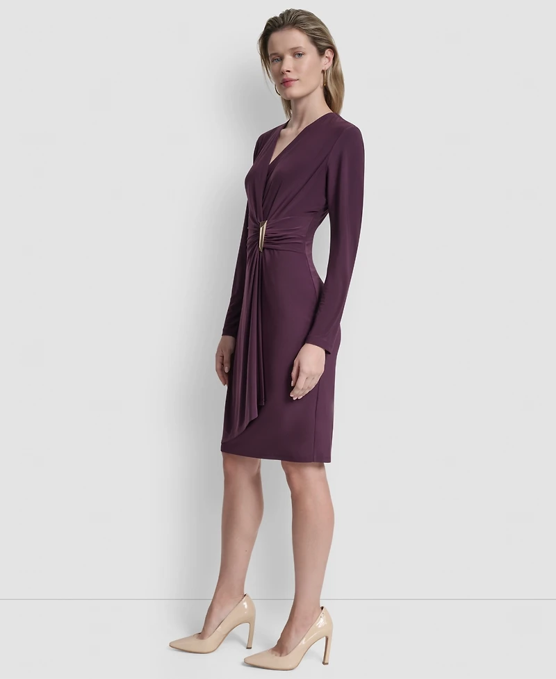 Dkny Women's V-Neck Faux Wrap Dress