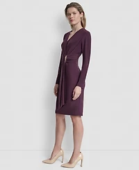 Dkny Women's V-Neck Faux Wrap Dress
