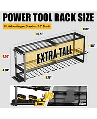 Xdovet Power Tool Organizer Wall Mount Metal Rack Drill Holder 3 Tier Workshop Storage