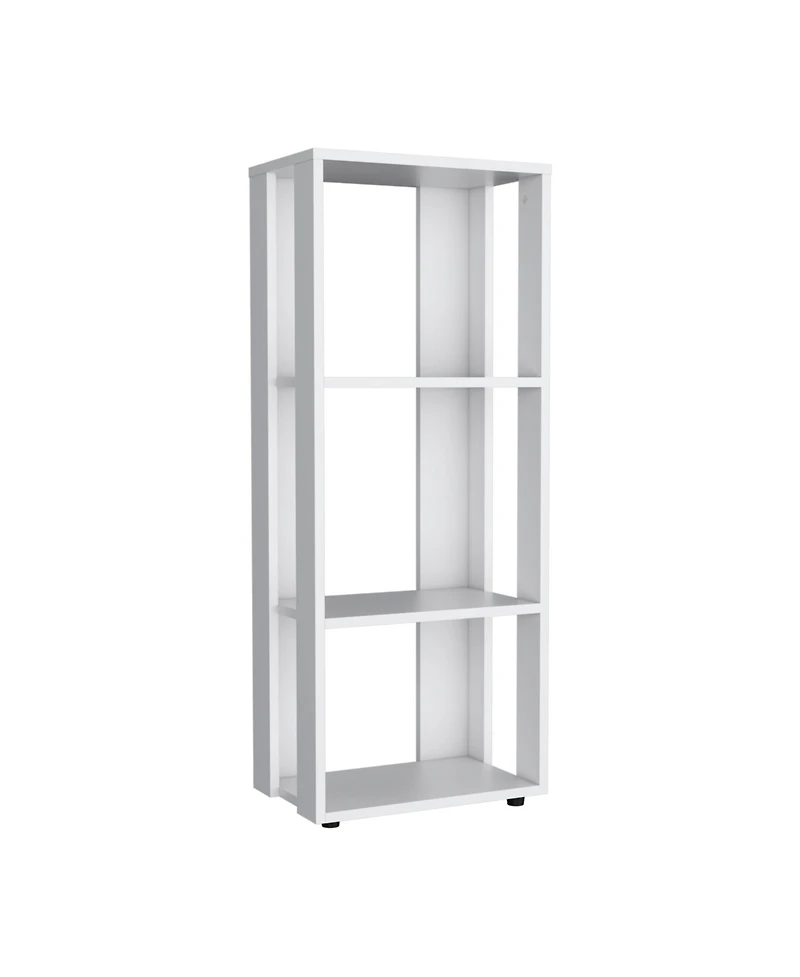 Flynama 39 Inch Compact Four-Tier White Bookcase Small Space Household Storage Shelf