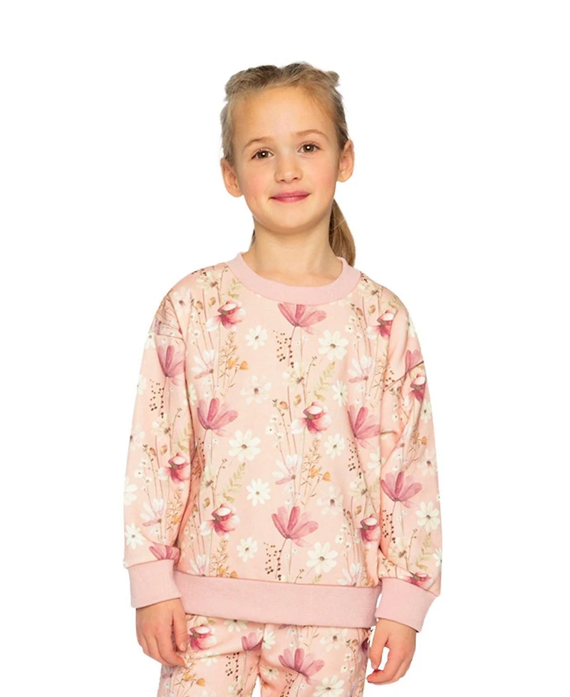 Deux par Deux Toddler Girl Sweatshirt Printed Flowers