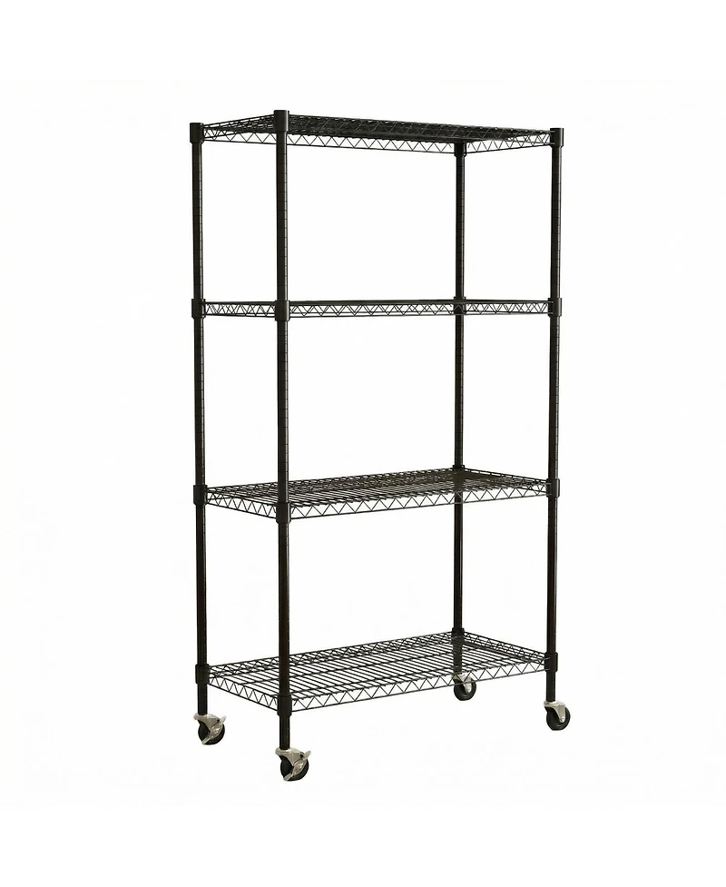 flynama 4-Tier Rolling Metal Wire Shelving Rack with Locking Wheels