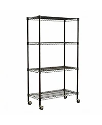 flynama 4-Tier Rolling Metal Wire Shelving Rack with Locking Wheels