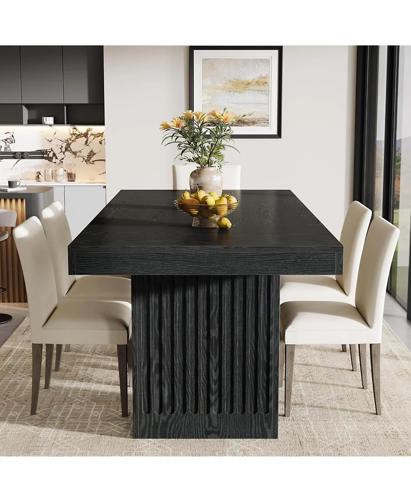 Tribesigns 63'' Dining Table for 4-6 People, Modern Rectangle Kitchen Table with Pedestal Base, Large Dinner Furniture