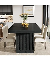 Tribesigns 63'' Dining Table for 4-6 People, Modern Rectangle Kitchen Table with Pedestal Base, Large Dinner Furniture