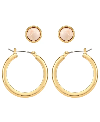Guess Gold-Tone Serpentine Stone Stud & Hoop Earrings, 2-Piece Set