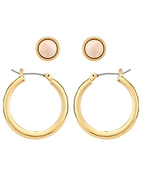 Guess Gold-Tone Serpentine Stone Stud & Hoop Earrings, 2-Piece Set