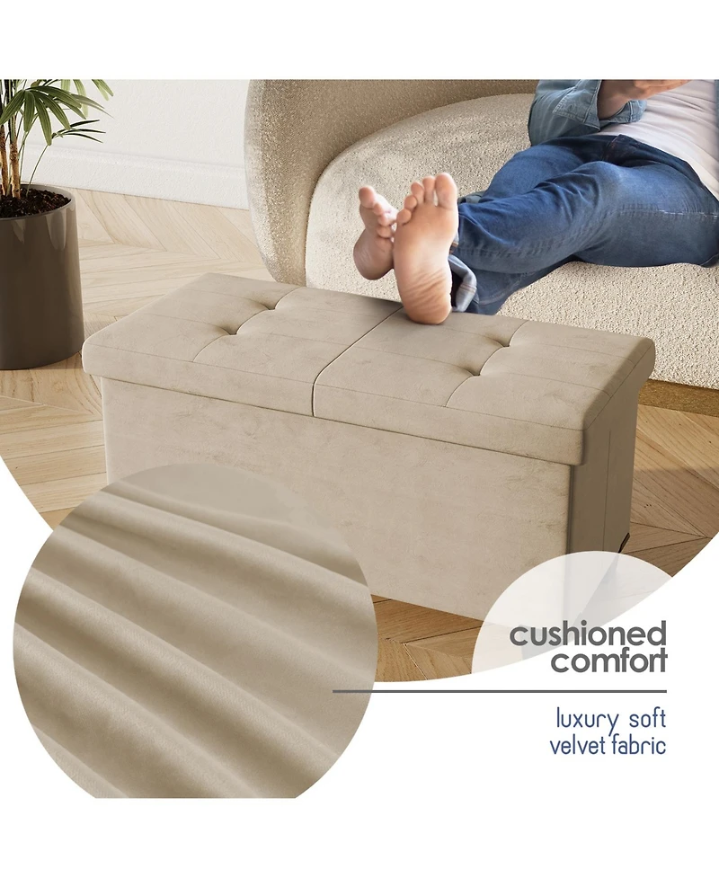 Nestl -Inch Velvet Storage Ottoman with Bin