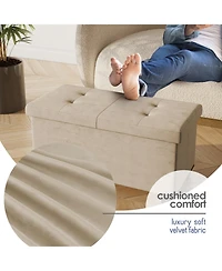 Nestl -Inch Velvet Storage Ottoman with Bin