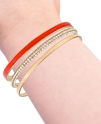 Guess Gold-Tone Crystal Stone Bangle Bracelet, 3-Piece Set