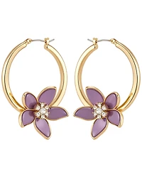 Guess Gold-Tone Crystal Stone Hoop Earrings