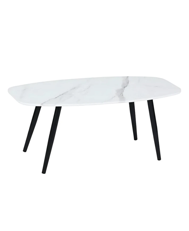 HomeRoots 43" Faux Marble And Steel Coffee Table