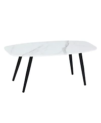 HomeRoots 43" Faux Marble And Steel Coffee Table