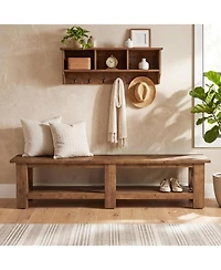 Tribesigns 70.87" Solid Wood Entryway Shoe Bench, Extra Long Farmhouse Entryway Bench with Storage for Hallway, End of Bed
