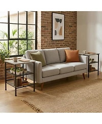 homfan 2-Piece 3-Tier Square End Table Set, Industrial Side Tables with Mesh Shelves and Metal Frame