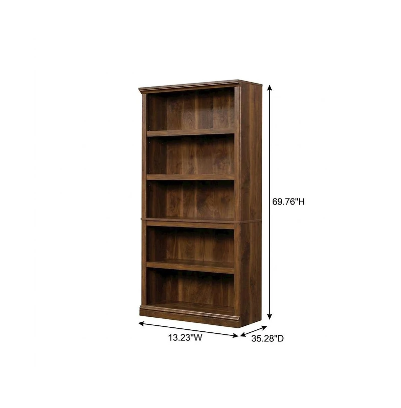 Bison Office Walnut Finish Storage Bookcase with Versatile Shelving for Home or Office