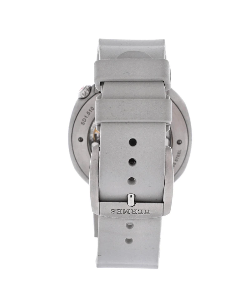 Pre-Owned HERMES Cut Automatic Watch in Stainless Steel and Rubber 36mm