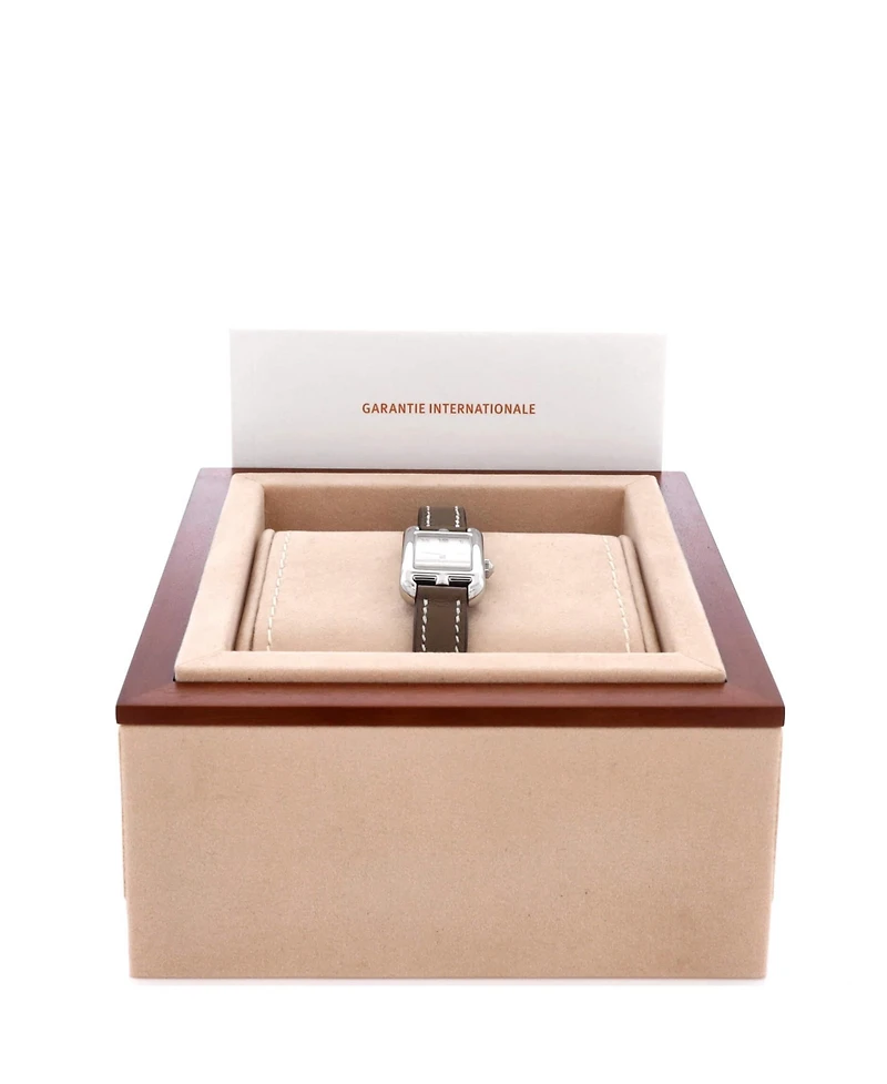 Pre-Owned HERMES Nantucket Quartz Watch in Stainless Steel and Leather 17mm