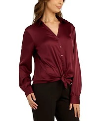 Bcx Juniors' Stretch Satin Button-Up Shirt