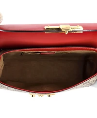 Pre-Owned Gucci Medium Padlock Saddle Shoulder Bag Gg Coated Canvas and Leather