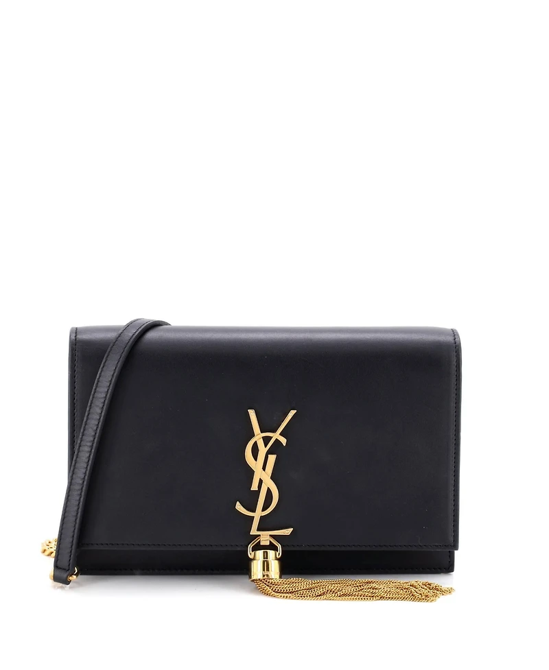 Pre-Owned Saint Laurent Classic Monogram Tassel Chain Wallet Leather