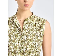 Derek Lam 10 Crosby Women's Briar Printed Cotton Button-Front V-Neck Dress