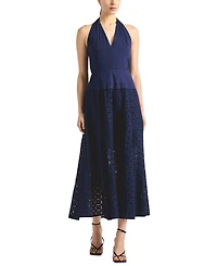 Derek Lam 10 Crosby Women's Aris Eyelet Halter Neck Dress