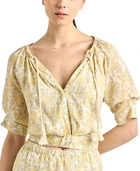 Derek Lam 10 Crosby Women's Suri Printed V-Neck Tuck Front Top