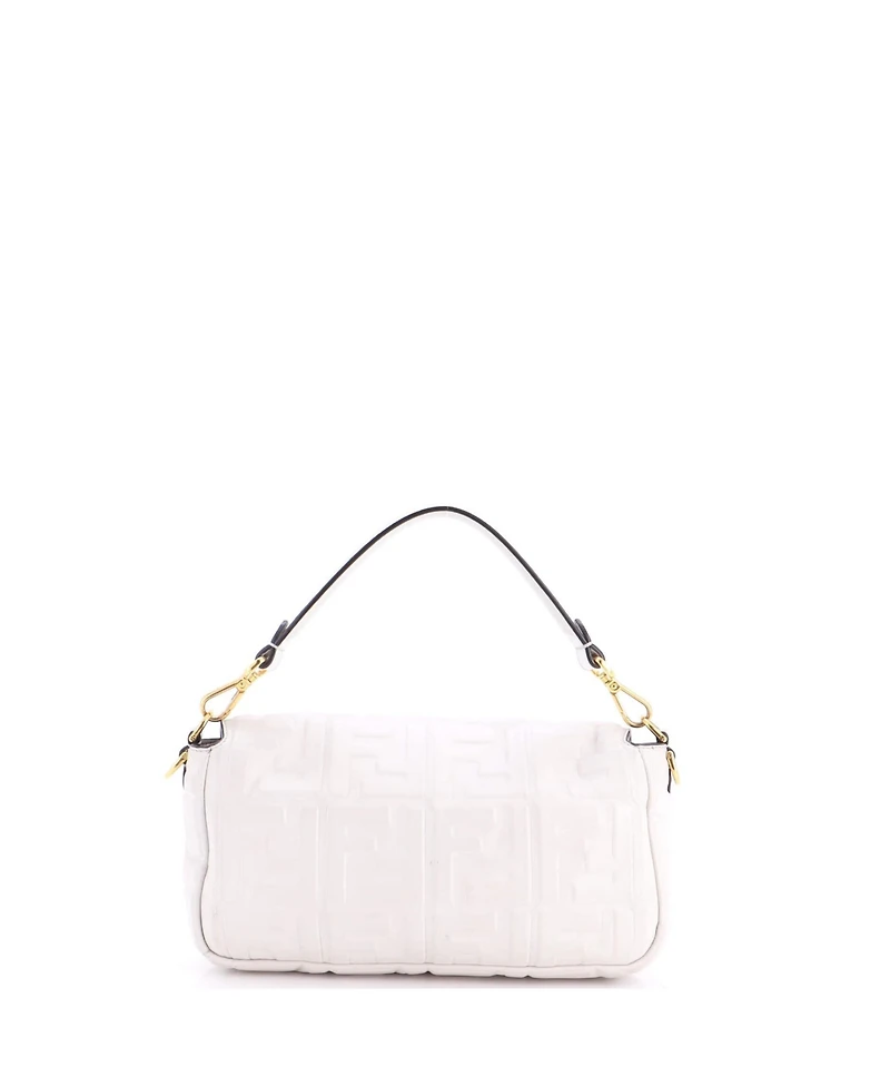 Pre-Owned Fendi Medium Baguette Nm Bag Zucca Embossed Leather