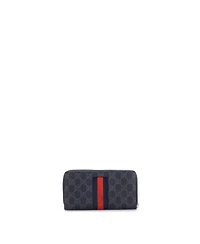 Pre-Owned Gucci Web Zip Around Wallet Gg Coated Canvas