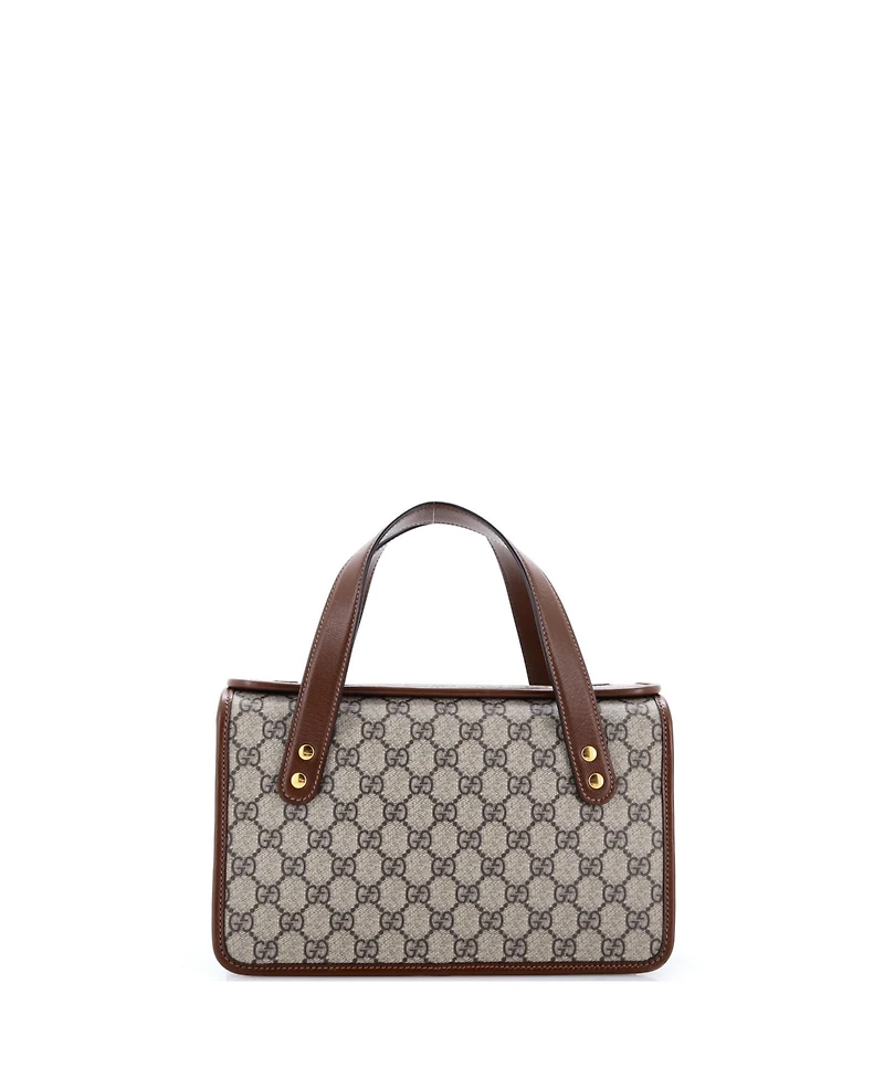 Pre-Owned Gucci Small Horsebit 1955 Boston Bag Gg Coated Canvas