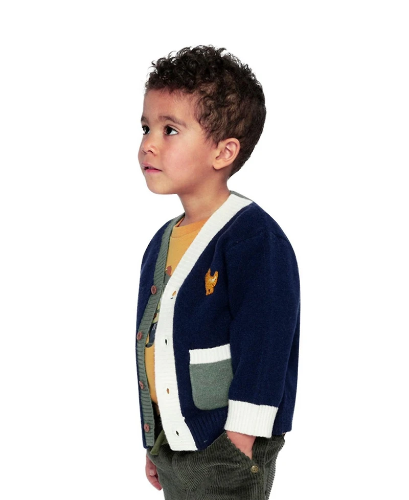 Deux par Deux Baby Boys (12M-24M) Knit Cardigan with Dino