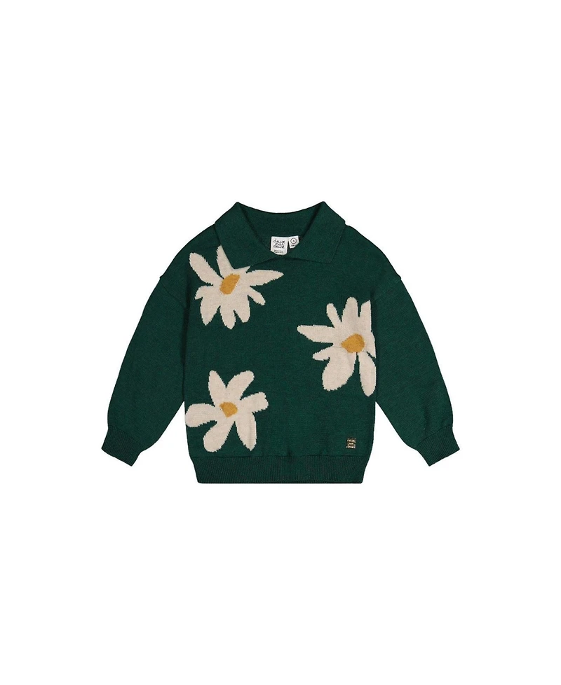 Deux par Deux Toddler Girls 2T - 5T Knitted Sweater Jasper Printed