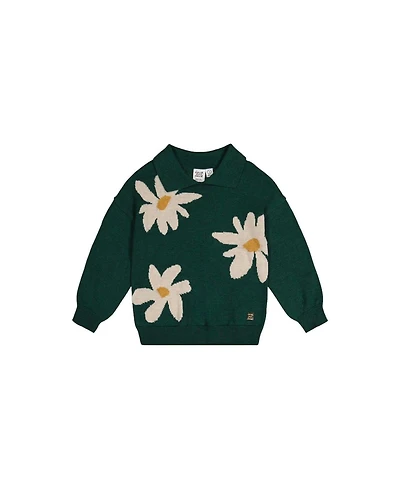 Deux par Deux Toddler Girls 2T - 5T Knitted Sweater Jasper Printed