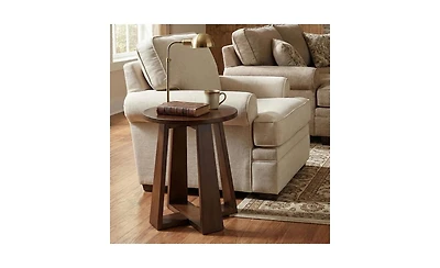 Tribesigns 19.7 in. Walnut Round End Table, Mdf Side Table with 4 Crossed Legs for Living Room, Bedroom