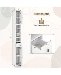 Costway Slim Bathroom Tall Cabinet with 2 Doors, 1 Drawer and 5 Adjustable Shelves for Home