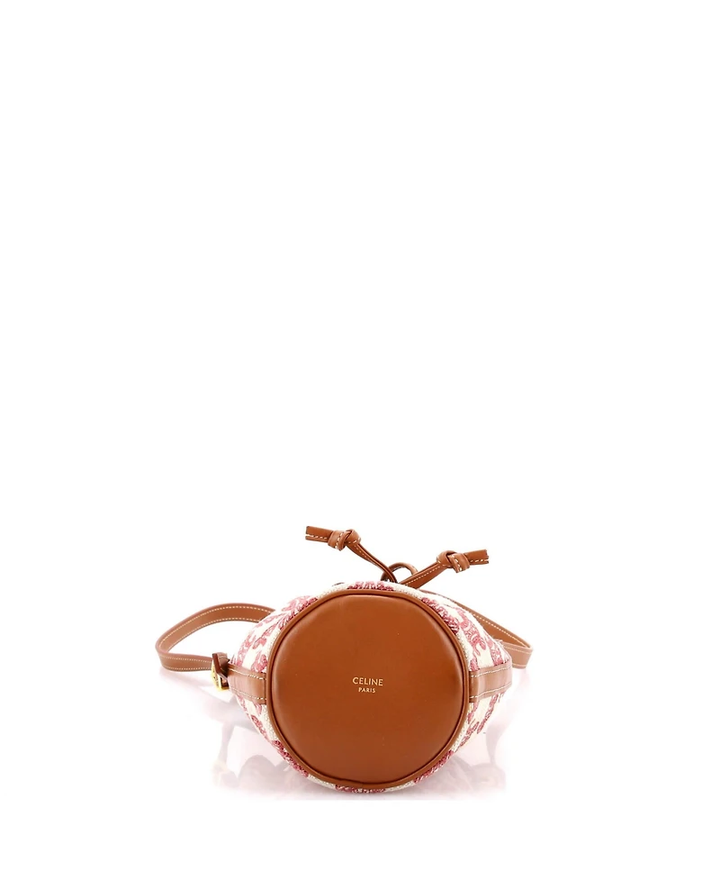 Pre-Owned Celine Micro Drawstring Bucket Bag Triomphe Canvas
