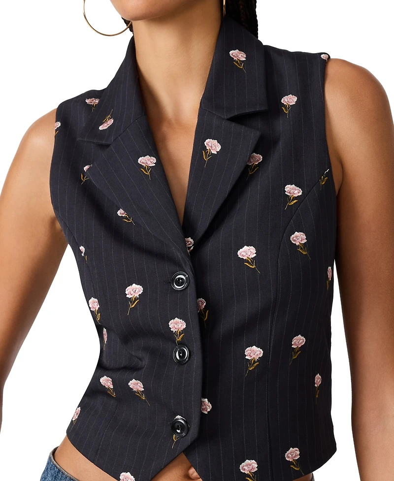 Steve Madden Women's Britton V-Neck Button-Front Vest Top