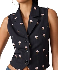 Steve Madden Women's Britton V-Neck Button-Front Vest Top