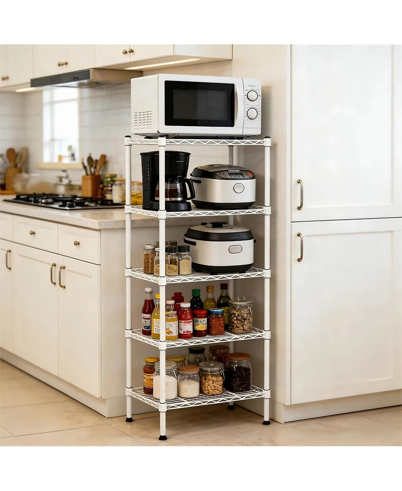 flynama 5 Tier Adjustable Heavy Duty Metal Wire Storage Shelving Unit for Home