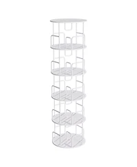Flynama 5-Tier 360 Degree Rotating Book Tower Vertical Spinning Design Space-Saving Home Living Room Storage Organizer